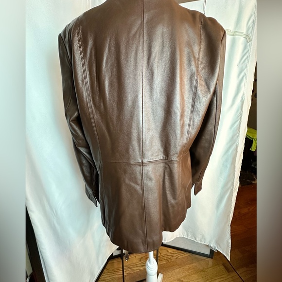 Genuine Leather Jacket in Deep Chocolate by Pamela McCoy Size 1X - Picture 4 of 11